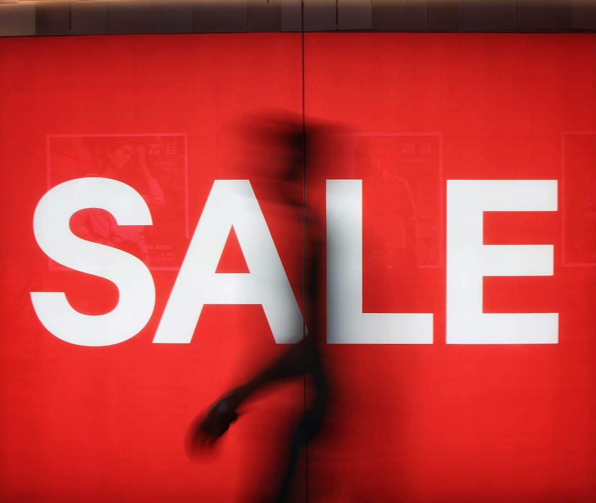 Sale signage displayed in a store to attract shoppers looking for a discount